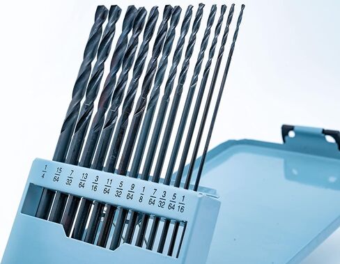 13 قطعة 1/16"-1/4" x 64ths 15.24 سم مجموعة مثقاب تمديد طويلة للطائرات. in Saudi Arabia