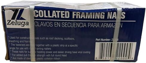 Zeluga 13-254 3in. x 0.120in. 21 Degree Round Head Plastic Collated Vinyl Coated Framing Nail 4000/Box in Kuwait