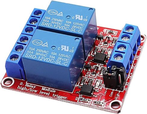 Tanbupu وحدة التتابع 12VDC 2 قناة لوحة توزيع التتابع مع لوحة الزناد ذات المستوى العالي أو المنخفض المعزولة بصريًا لـ Arduino X-002-2-12VDC in Kuwait
