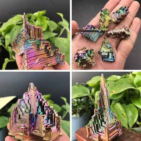 Wixine 1Pcs Rainbow Titanium Bismuth Specimen Mineral Gemstone Crystal Mineral Rock in Kuwait