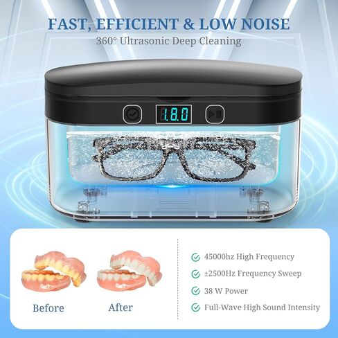 منظف ​​المجوهرات بالموجات فوق الصوتية PELCAS 38 وات/45000 هرتز منظف التجنيب بالموجات فوق الصوتية 500 مل/17 أونصة منظف النظارات المنزلي لجميع المجوهرات والخاتم والفضة وأطقم الأسنان والمحاذاة والساعة in Kuwait