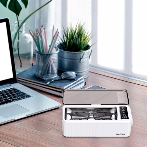 HDKJDPG أفضل منظف بالموجات فوق الصوتية للمجوهرات صغير محمول 𝟰𝟱𝟬𝟬𝟬𝗛𝗭 𝟯𝟲𝟬° للنظارات الدائرية الرقمية 𝟰𝟱𝟬𝗠𝗟 in Kuwait