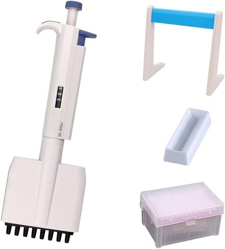 مجموعة ماصات دقيقة 8 قنوات من Huwazine 50-300ul، ماصة قابلة للتعديل × 1، طرف ماصة معقمة مع فلتر 300ul × 288 طرف، حامل ماصة × 1 قطعة، خزان كاشف × 5 قطع (مجموعة ماصة 8 قنوات أ) in Kuwait