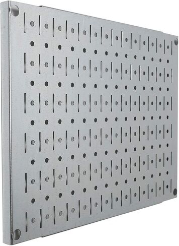 بلاط منظم للحائط من Pegboard - مجموعة بلاط Pegboard معدنية سوداء وحدات للتحكم في الحائط - أربعة بلاطات تخزين حائطية بطول 30.48 سم × عرض 40.64 سم - سهلة التركيب (أسود) in Saudi Arabia