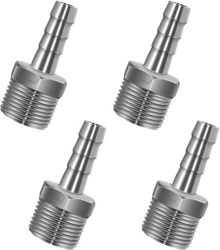 Horiznext NPT 1/2 خيط × 3/8 بوصة تركيب خرطوم بار، من الفولاذ المقاوم للصدأ لمستلزمات تخمير المنزل وصنع النبيذ، مجموعة إصلاح، عبوة من 4 قطع in Saudi Arabia