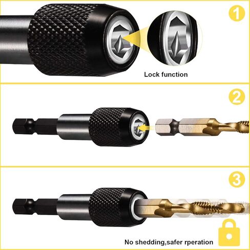 THINKWORK Combination Drill Tap & Tap Bit Set, 3-in-1 Titanium Coated Screw Tapping Bit Tool for Drilling, Tapping, Countersinking, with Quick-Change Adapter, 13 PCS SAE/Metric in Saudi Arabia