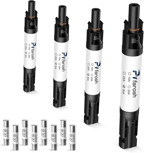 10A Solar Fuse Connector IP68 Waterproof 1000V in line Fuse Holder 10A Male and Female Connector Waterproof in Line Fuse Holder Contains 4 fuses 2 Solar 10A 2PCS in Kuwait
