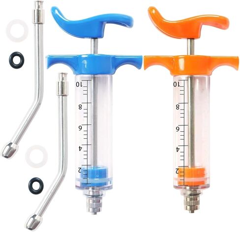 محقنة ماعز من قطعتين، فوهة غطس، حقنة غمر قابلة لاعادة الاستخدام، جرعة قابلة للتعديل، مستلزمات تغذية الماعز والخنازير والكلاب (10 مل) in Kuwait