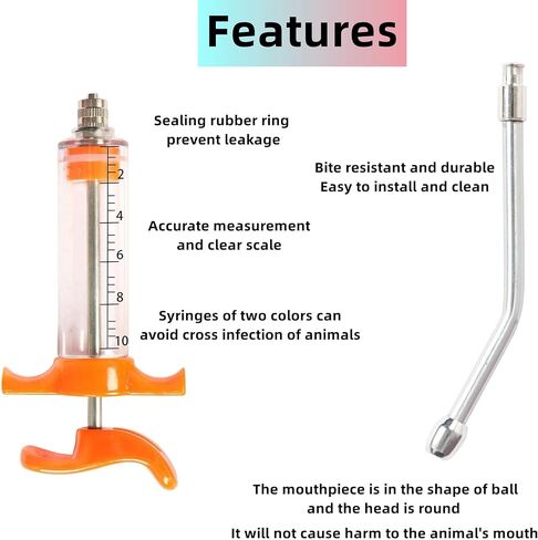 محقنة ماعز من قطعتين، فوهة غطس، حقنة غمر قابلة لاعادة الاستخدام، جرعة قابلة للتعديل، مستلزمات تغذية الماعز والخنازير والكلاب (10 مل) in Kuwait