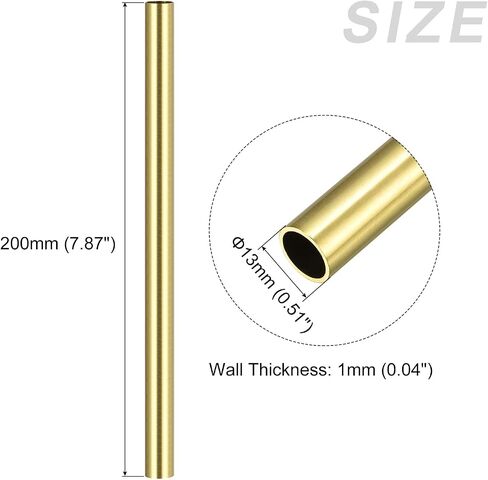 METALLIXITY Brass Tube (13mm OD x 1mm Wall T x 200mm L), Straight Tubing - for Home Furnishing, Machinery, DIY Handicraft in Saudi Arabia
