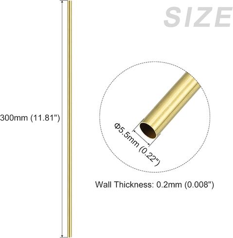 METALLIXITY Brass Tube (5.5mm OD x 0.2mm Wall T x 300mm L) 4Pcs, Straight Tubing - for Home Furnishing, Machinery, DIY Handicraft in Saudi Arabia