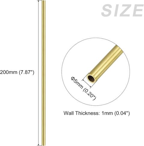 أنبوب نحاسي METALLIXITY (5 مم OD × 1 مم جدار T × 200 مم طول) قطعتان، أنابيب مستقيمة - للتأثيث المنزلي، والآلات، والحرف اليدوية اليدوية in Saudi Arabia
