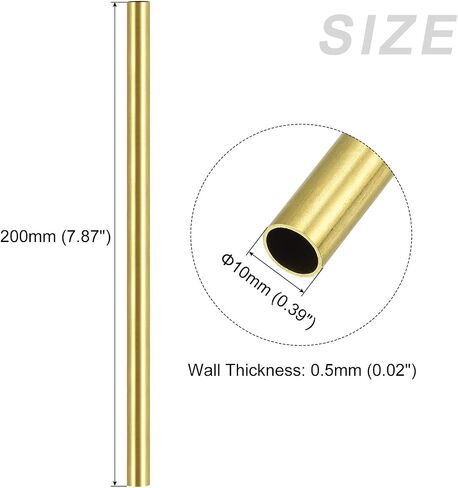 أنبوب نحاسي METALLIXITY (10 مم OD × 0.5 مم جدار T × 200 مم طول)، أنابيب مستقيمة - للتأثيث المنزلي، والآلات، والحرف اليدوية اليدوية in Saudi Arabia