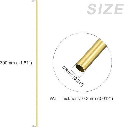 أنبوب نحاسي METALLIXITY (6 مم OD × 0.3 مم جدار T × 300 مم طول) قطعتان، أنابيب مستقيمة - لتأثيث المنزل، والآلات، والحرف اليدوية اليدوية in Kuwait