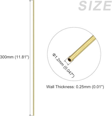 أنبوب نحاسي من METALLIXITY (1.2 مم OD × 0.25 مم جدار T × 300 مم طول) 3 قطع، أنابيب مستقيمة - للأثاث المنزلي، والآلات، والحرف اليدوية اليدوية in Kuwait