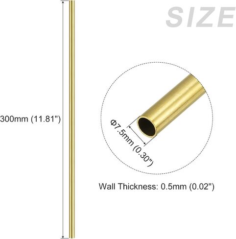 أنبوب نحاسي METALLIXITY (7.5 مم OD × 0.5 مم جدار T × 300 مم طول) 4 قطع، أنابيب مستقيمة - للتأثيث المنزلي، والآلات، والحرف اليدوية اليدوية in Saudi Arabia