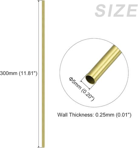 أنبوب نحاسي METALLIXITY (5 مم OD × 0.25 مم جدار T × 300 مم طول) 3 قطع، أنابيب مستقيمة - للتأثيث المنزلي، والآلات، والحرف اليدوية اليدوية in Saudi Arabia