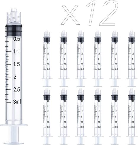 12 Pack 2ml Plastic Luer Lock Syringe, Measuring Syringe Individually Sealed for Scientific Labs, Measuring Liquids, Feeding Pets, Oil or Glue Applicator (2ml, 12) in Saudi Arabia