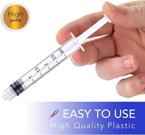 12 Pack 2ml Plastic Luer Lock Syringe, Measuring Syringe Individually Sealed for Scientific Labs, Measuring Liquids, Feeding Pets, Oil or Glue Applicator (2ml, 12) in Saudi Arabia