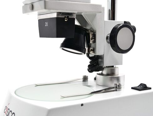 Stereoscopic Microscope - Binocular Head Inclined at 45 Degrees, Fitted with Adjustable Pillar, Cover Included - Eisco Labs in Saudi Arabia