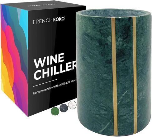 الفرنسية كوكو حجر الرخام واحد النبيذ المبرد دلو الشمبانيا المبرد دلو الذهب لهجة الرخام إناء حامل مبرد النبيذ حامل زجاجة المشروبات بار عربة الملحقات هدية ديكور المطبخ المبردات الأبيض in Kuwait