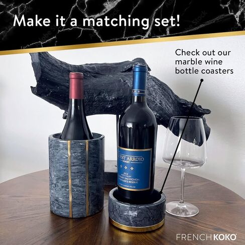 الفرنسية كوكو حجر الرخام واحد النبيذ المبرد دلو الشمبانيا المبرد دلو الذهب لهجة الرخام إناء حامل مبرد النبيذ حامل زجاجة المشروبات بار عربة الملحقات هدية ديكور المطبخ المبردات الأبيض in Kuwait