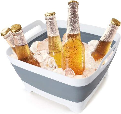2.4 Gal(9L) Collapsible Dish Basin with Drain Plug,Space Saving Multiuse Foldable Sink Tub,Dishpan,Kitchen Sink for Camping,Plastic Tub,Vegetable Washing,Beverage Tubs in Saudi Arabia