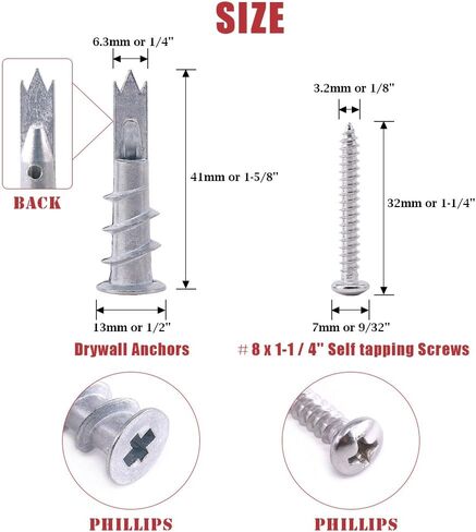 Hilitchi 100pcs Premium Quality Zinc Self-Drilling Drywall Anchor with Screw Kit in Saudi Arabia