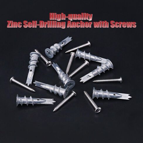 Hilitchi 100pcs Premium Quality Zinc Self-Drilling Drywall Anchor with Screw Kit in Saudi Arabia