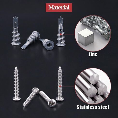 Hilitchi 100pcs Premium Quality Zinc Self-Drilling Drywall Anchor with Screw Kit in Saudi Arabia