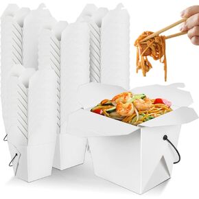 Worldity 32Oz Chinese Take out Boxes- 50 Pack Greaseproof Takeout Food Containers for Hot Meals- Disposable and Recyclable Chinese Takeout Containers with Handle- Take Out Food Boxes for Restaurant in Kuwait