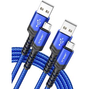 JSAUX Micro USB Cable Charger 2-Pack 6Ft for Android/Kindle/PS4 Controller | Blue 2-Pack 6.6FT, Nylon Braided USB Micro Charging Cable, Compatible with Galaxy S7 S6 J7 Edge Note 5, Kindle, MP3 in Saudi Arabia