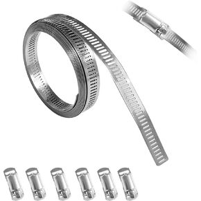 مشبك خرطوم، مجموعة مشابك خرطوم، حزام معدني من الستانلس ستيل 304 بطول 8.2 قدم مع فتحات + 6 مثبتات، مشبك خرطوم تروس دودي قابل للتعديل، مشابك انابيب الوقود لخطوط الانابيب والتطبيقات الميكانيكية in Kuwait