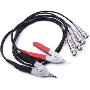ATOPLEE 2pcs Alligator Clips Electrical with 4 BNC Electrician Test Leads Kit,Digital Electrical Test Probes Set for LCR Meter Multimeter
