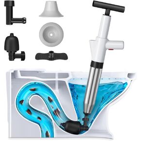 Toilet Plunger,High Pressure Air Drain Blaster Kit,Stainless Steel Plungers for Bathroom/Floor Drain/Shower/Sink/Bathtub/Clogged Pipe-Black in Kuwait