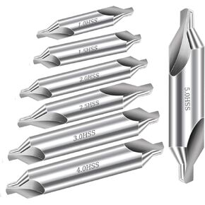 Aleric Center Drill Bits Set - High Speed Steel Center Drill Bits Kit Countersink Tools for Lathe Metalworking, 7 pcs 60-Degree Angle Center Drill Bits in Size 1.0 1.5 2.0 2.5 3.0 4.0 5.0