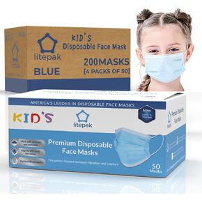200pcs Kids Disposable Face Masks - 3 Ply Kids Mask for Boys Girls - Back to School Supplies (Black)