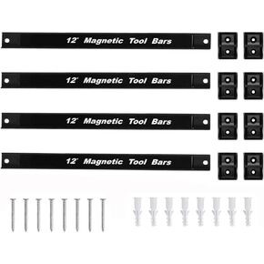 Magnetic Tool Holder 12 Inch 4 Pack Heavy Duty Magnet Tool Bar Strip Rack Wall Mount Black