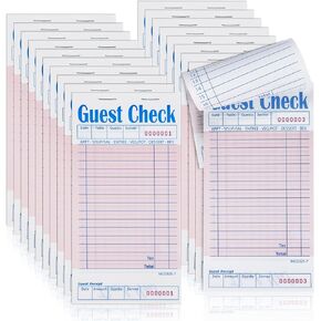Rcybeo Guest Check Pads (20 Pack) Numbered Server Note Pads, Waitress Order Notepad, Food Receipt Book, 50 Checks Per Pad-Total 1000 Restaurant Checks, Waitress Accessories in Saudi Arabia