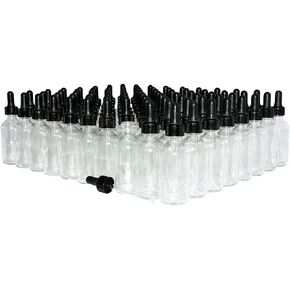 GBO GLASSBOTTLEOUTLET.COM (Pack of 80) 2 oz. Clear Boston Round with Black Glass Dropper in Kuwait