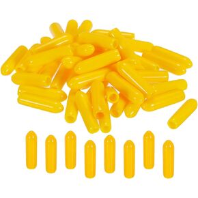 MECCANIXITY 100 قطعة 2 مم غطاء نهاية مطاطي من الفينيل PVC واقي خيط لولبي دائري أغطية رف سلكية لعمود سياج أنبوب المسمار، أصفر