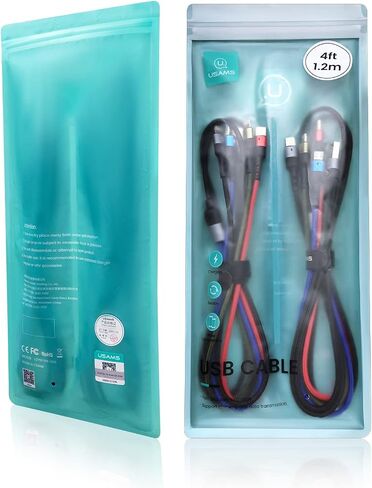 ISAIBELL USAMS Multi Charging Cable 2Pack 4FT 4 in 1 Nylon Braided Multiple USB Fast Charging Cord Adapter Type C Micro USB Port Connectors Compatible Cell Phones Tablets and More in Kuwait