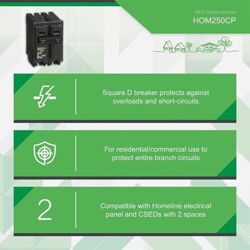 Square D - HOM250CP Circuit Breaker, Black in Saudi Arabia