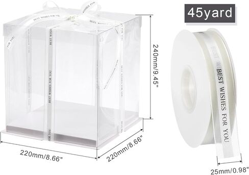 uxcell Clear Cake Box, 5Pcs 9"x9"x9" - Tall Cake Boxes with Ribbon for 6 Inch Cake Packing Carry - for Birthday Parties, Wedding (White) in Kuwait