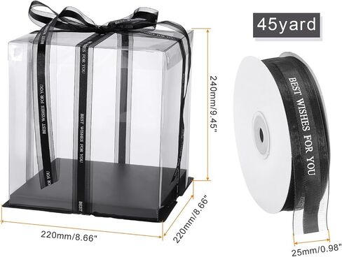 uxcell Clear Cake Box, 5Pcs 9"x9"x9" - Tall Cake Boxes with Ribbon for 6 Inch Cake Packing Carry - for Birthday Parties, Wedding (White) in Kuwait