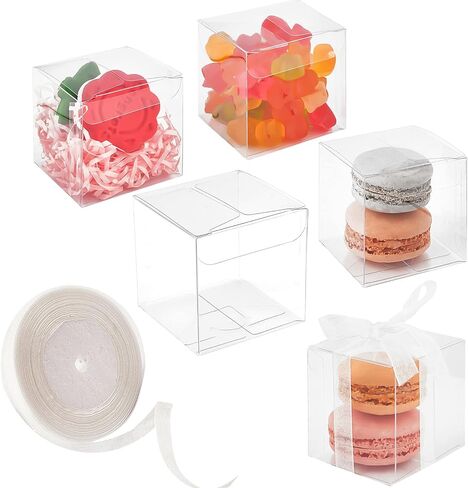 2x2x2 Inches Clear Favor Boxes for Party Treats, 100 Pack in Kuwait