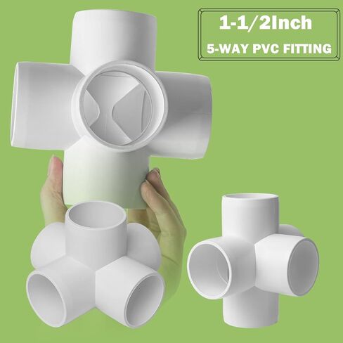 6 عبوات من تركيبات PVC 1-1/2 بوصة 5 طرق، تجهيزات كوع PVC من فئة الأثاث لأنابيب PVC 1-1/2 بوصة، موصل تركيب الأنابيب البلاستيكية لبناء هياكل PVC ومرفقات الحديقة، خفة الحركة للكلاب تقفز في الدفيئة in Kuwait