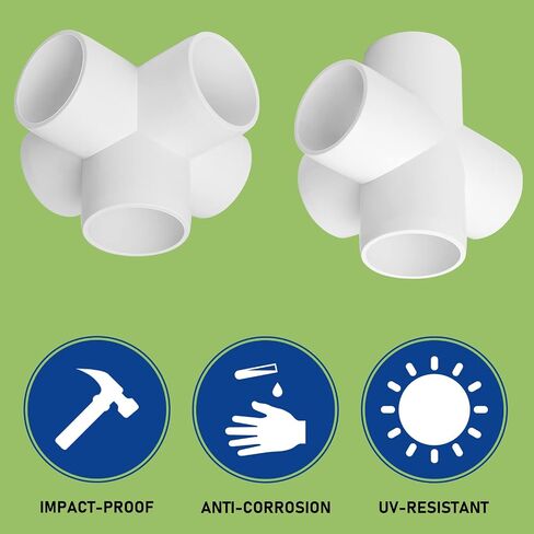 6 عبوات من تركيبات PVC 1-1/2 بوصة 5 طرق، تجهيزات كوع PVC من فئة الأثاث لأنابيب PVC 1-1/2 بوصة، موصل تركيب الأنابيب البلاستيكية لبناء هياكل PVC ومرفقات الحديقة، خفة الحركة للكلاب تقفز في الدفيئة in Kuwait