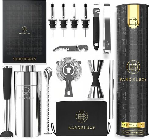 BarDeluxe® Pro Mixology Bartender Kit, 12-Piece Cocktail Shaker Set | Drink Shakers Cocktail Set, Bartending Kit, Bar Kit | Bar Kits for Bartender Home, Cocktail Kit, Bar Mixing Set, Bar Set in Saudi Arabia