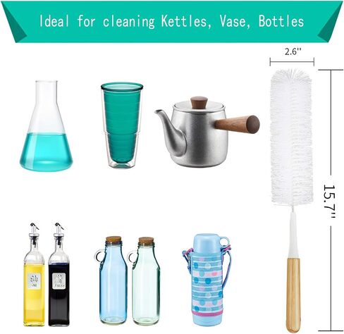 Jekayla 5 Pack Bottle Brush Cleaner, Bottle Brushes for Cleaning Baby Bottle and Straw, Water Bottle Cleaner Brush with Long Handle for Narrow Cup, Hydro Flask, Pipes, Kettle Spout Brushes, White in Saudi Arabia